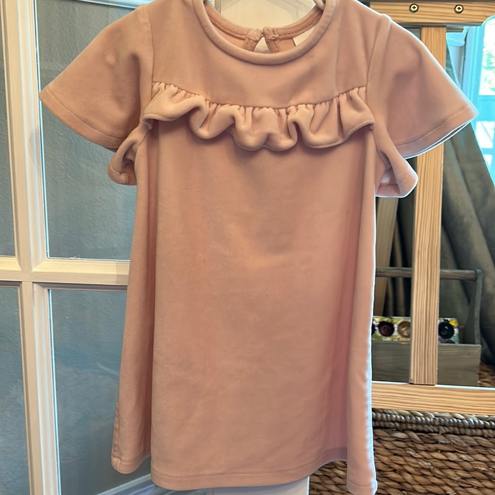 Velvet pink, short sleeve toddler dress!